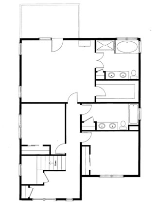 Hugh master bedroom with a balcony off the rear of the second floor. Computer area is provided in this second floor modular design. 